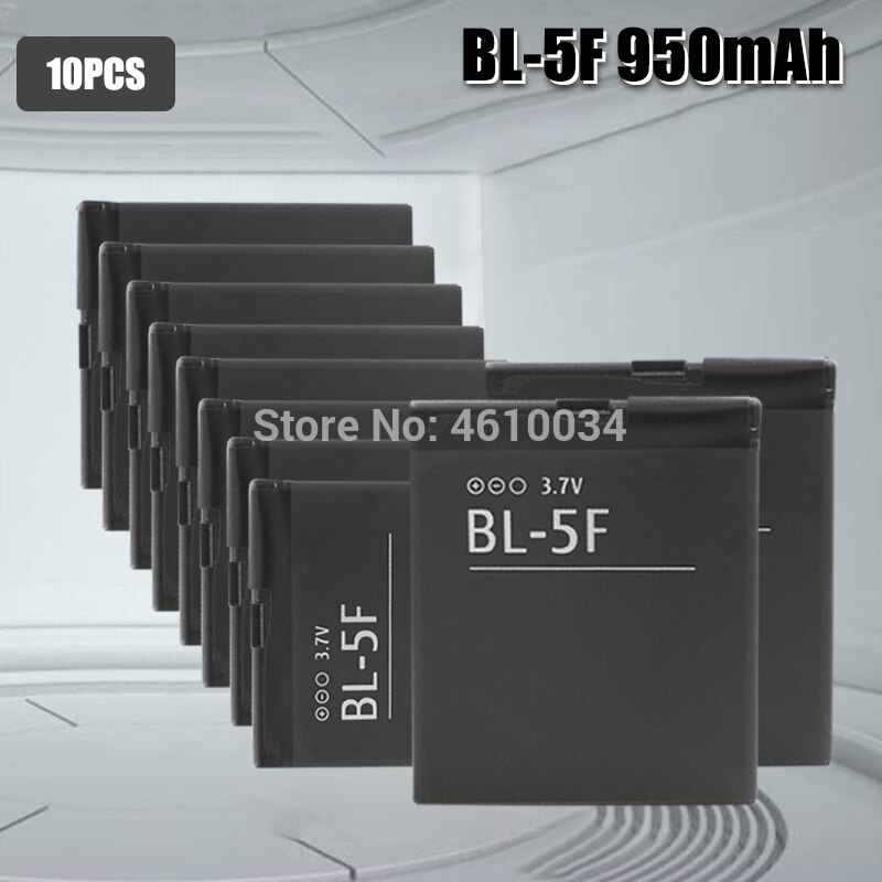 950mAh BL 5F BL-5F Battery For Nokia N95 N96 N98 N99 N72 N78 N93i 6290 E65 6290 6210S/N 6710N N95 C5-01 E65 X5 Battery BL5F: 10pcs