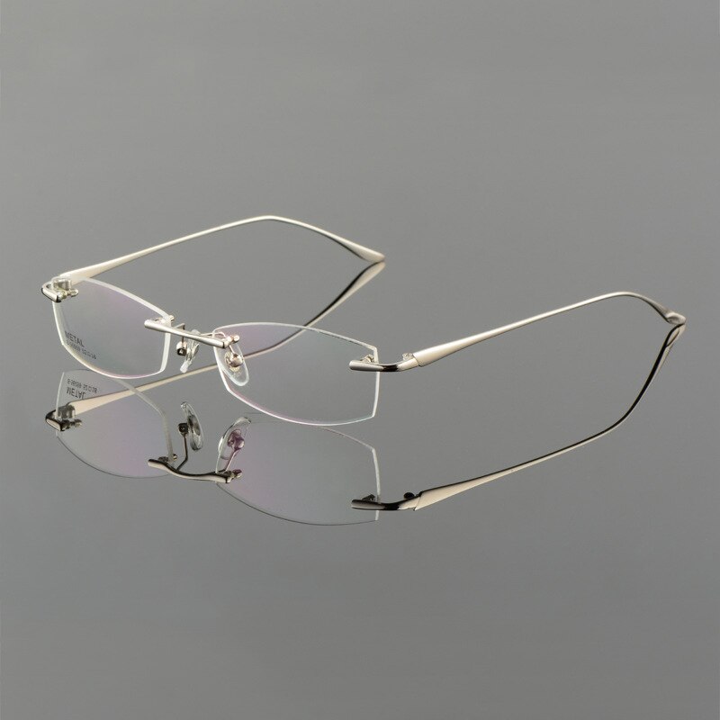 Vazrobe oro gafas montura para gafas de hombre sin montura gafas de hombre para receta ultra ligero de gafas lentes transparentes: Plata