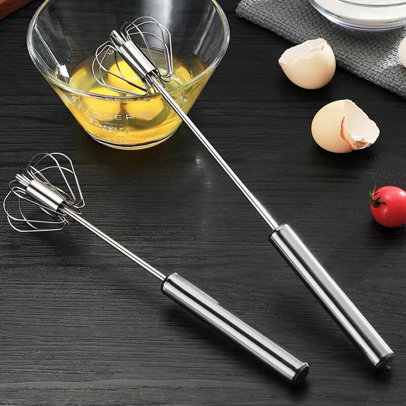 Semi Automatic Egg Beater Stainless Steel Manual Rotating Mixer Self Turning Egg Stirrer Kitchen Baking Accessories Egg Tools