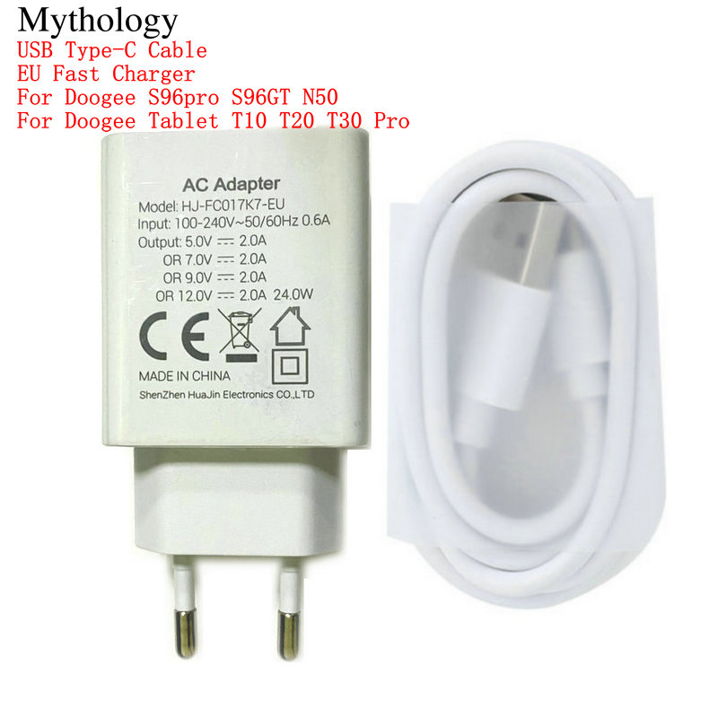 Snellader Voor Doogee S86 Pro S86 S59 Pro S95 Pro 24W Eu Snel Opladen 12v2a Type-C Usb Kabel Mobiele Telefoon Accessoires: DE