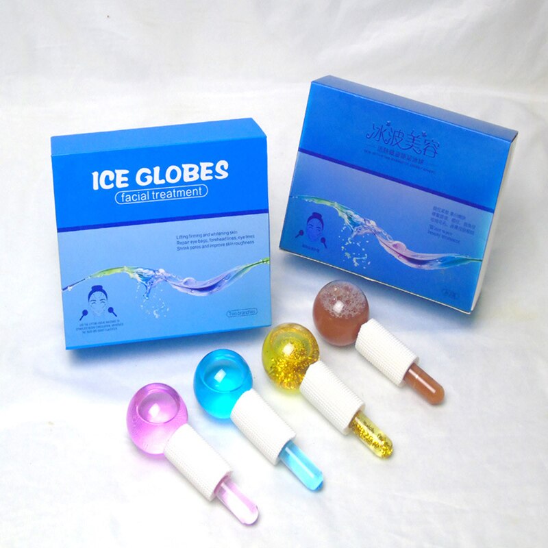 1Pair Crystal Ice Wave Beauty Ball Beauty Salon Face Eye Massager Roller Water Wave Ball Facial Massage Remove Fatigue Home Tool