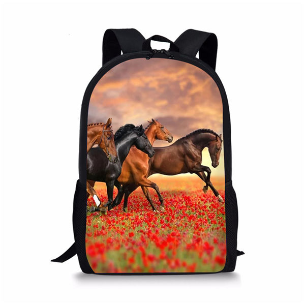 Kids Backpack Flower Horse Prints Pattern Children&#39;s School Bags Cute Toddler Book Bags Women&#39;s Travel Backpack: CDWX3680C