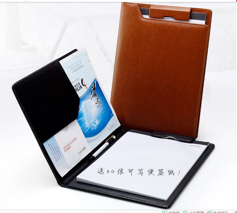 A4 Office Filing Organizer PU Leather Padfolio Portfolio Business Conference Folder Contracts Menus Folders Memo Pad Clip Holder