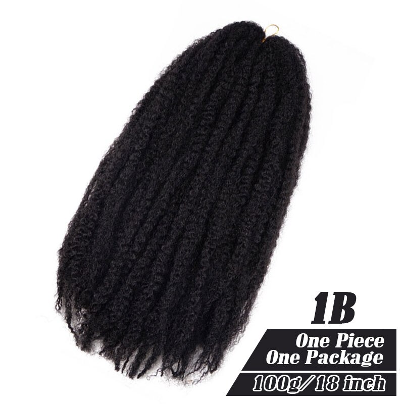 18 Inch Marley Braids Twist Crochet Braiding Hair Burgundy Synthetic Afro Kinky Curly Marley Braids Hair Extensions: 1B