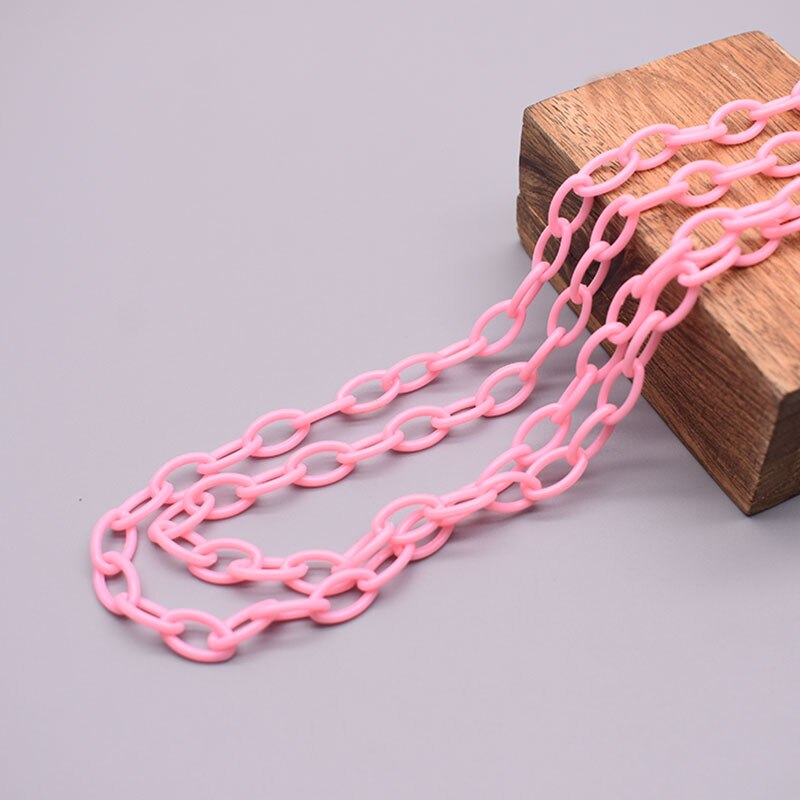 10/50 Uds. De cadena de eslabones acrílicos coloridos de 50cm de longitud, cadenas con cierre de langosta para cadena de ojos, accesorios de joyería, cadena de eslabones de plástico: L / Plata