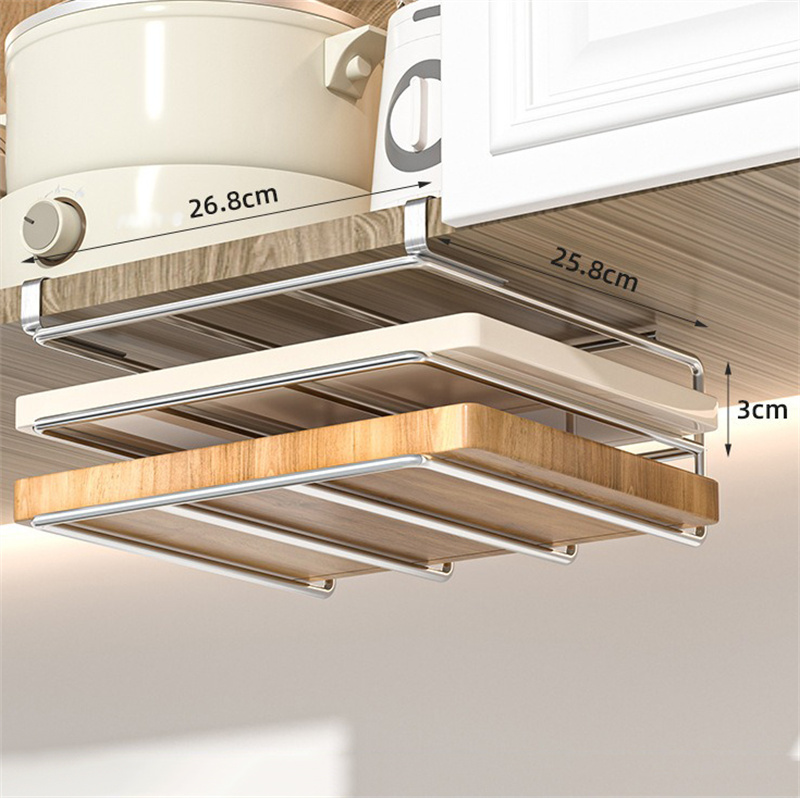 Hangend Rek Onder Keukenkast, Keuken Organizer Rek Met Haak Papieren Handdoek Lap Snijplank Pot Cover Houder Opbergplank: Licht Groen
