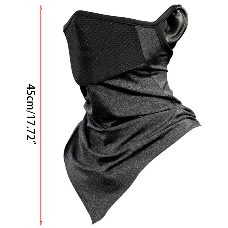 Unisex Cycling Ice Silk Cooling Neck Gaiter Triangle Scarf Breathable Mesh Earloop Half Face Cover UV Protection Bandana