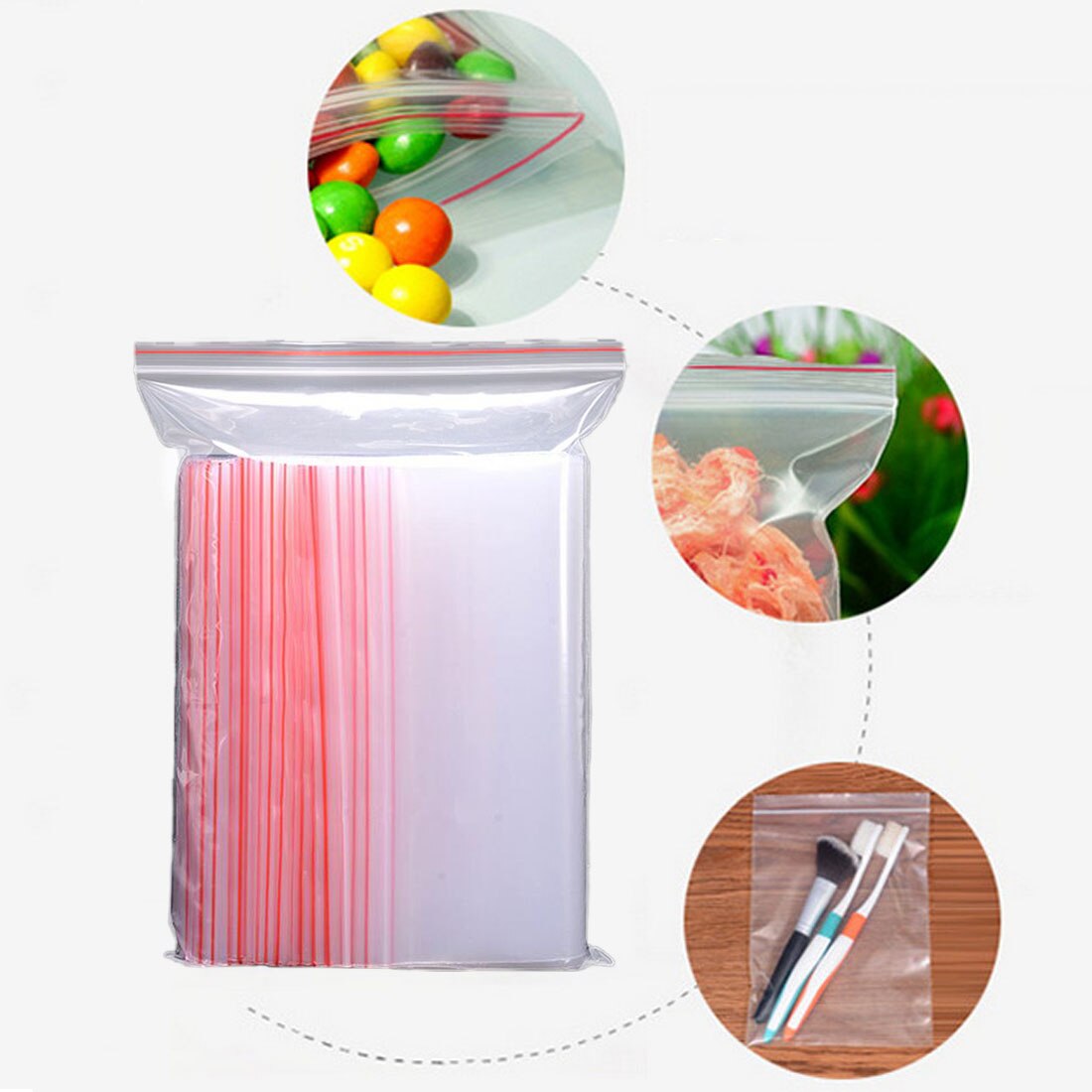100pcs Zip Lock Bags Small Jewelry Packing Reclosable Vacuum Storage Bag Clear Food Storage Package Fresh bag Thickness 0.05mm