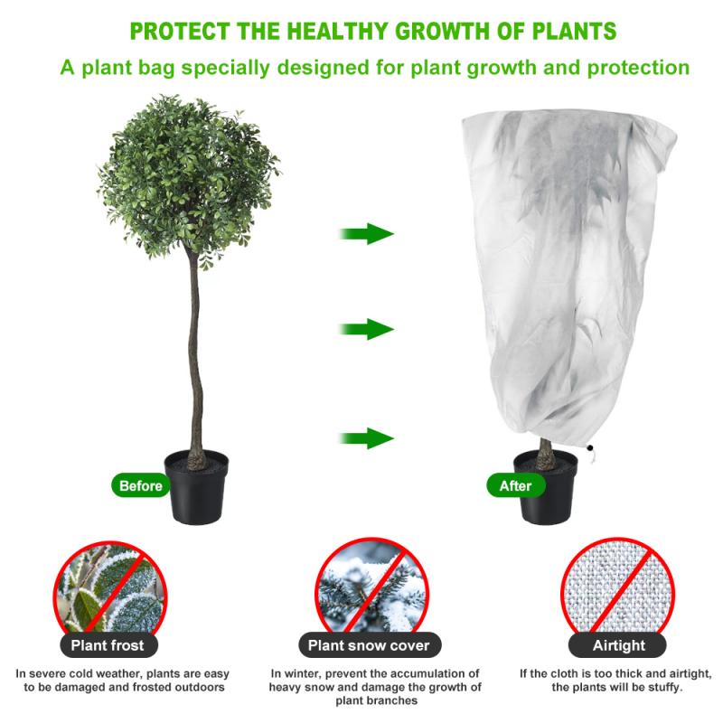 Winter Drawstring Plant Protection Cover Fabric Vegetation Antifreeze Snow Cover Cold Proof Plant Bag Green House Plant Bag