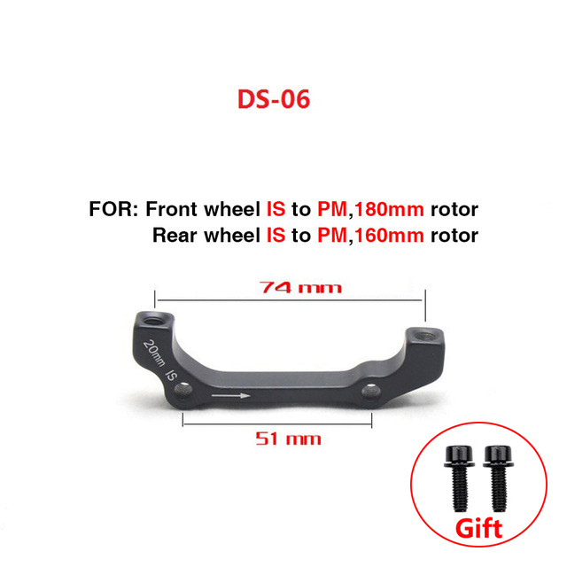 Fahrrad-Scheibenbremsscheiben-Montageadapter, MTB, ultraleichte Halterung, IS PM A B auf PM A, Fahrrad-Scheibenbremsen-Adapter für 140 160 180 203 mm: Black