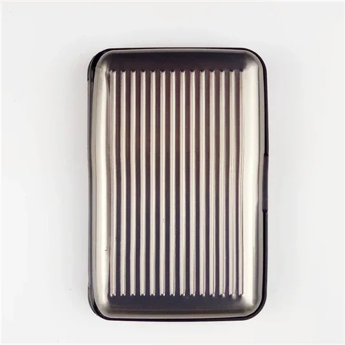 Tarjetero de aluminio para hombre, estuche rígido con bloqueo, billetera, tarjeta de crédito sólida, escaneo Anti-RFID, protección, tarjetero, 1 ud.: Caqui oscuro