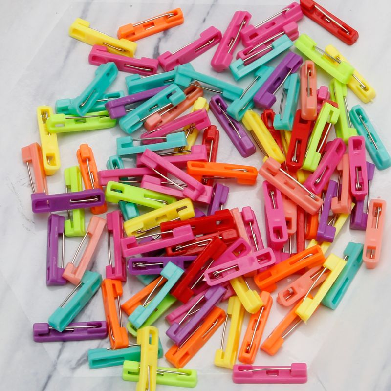 100 pces misturado cachecol pino de segurança hijab broche de segurança bloqueio de pano de bebê fralda pino