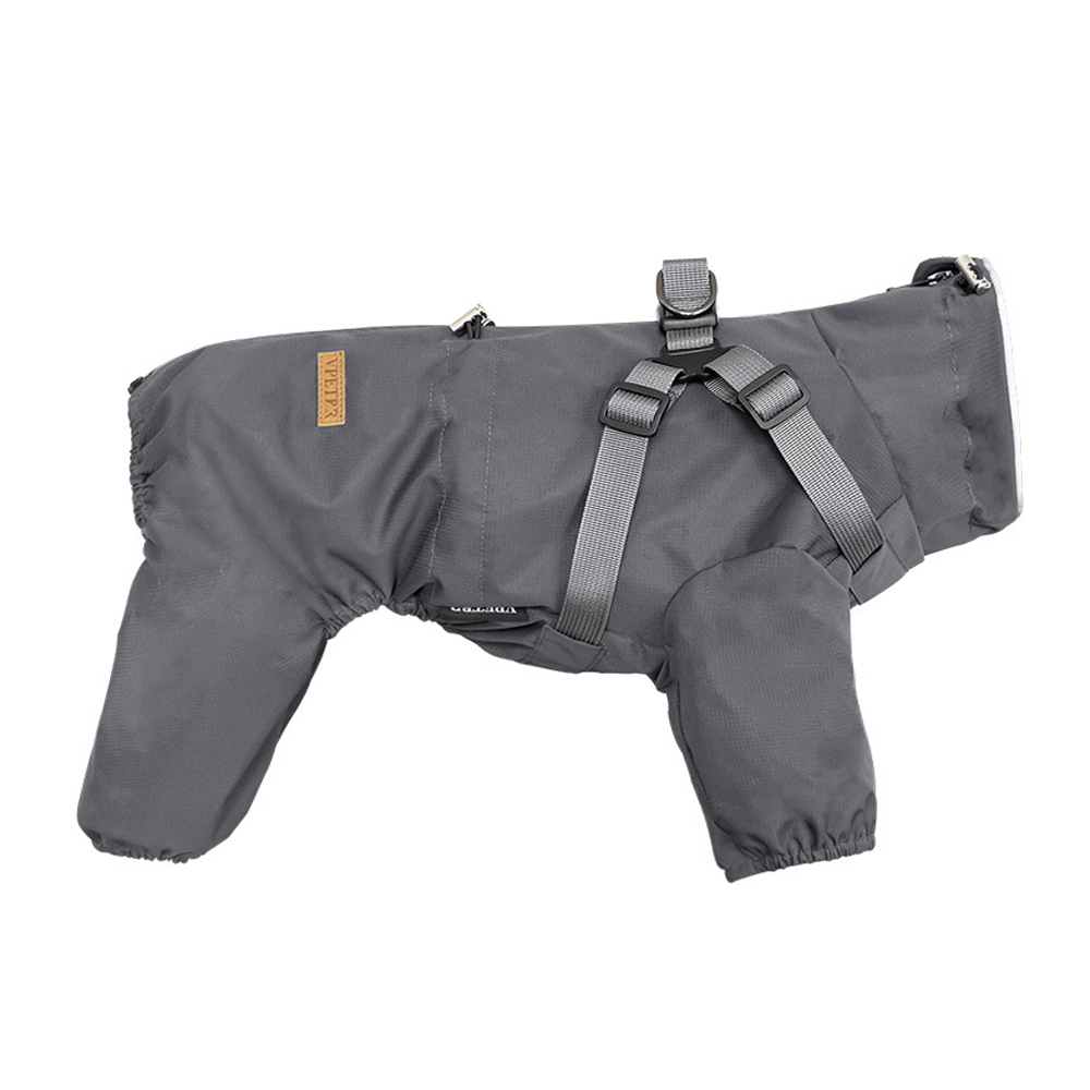 Dog Raincoat with Harness Waterproof Pet Rain Jacket for Small Dogs Adjustable Reflective Dog Rain Overalls with 4 Legs: XXL / black