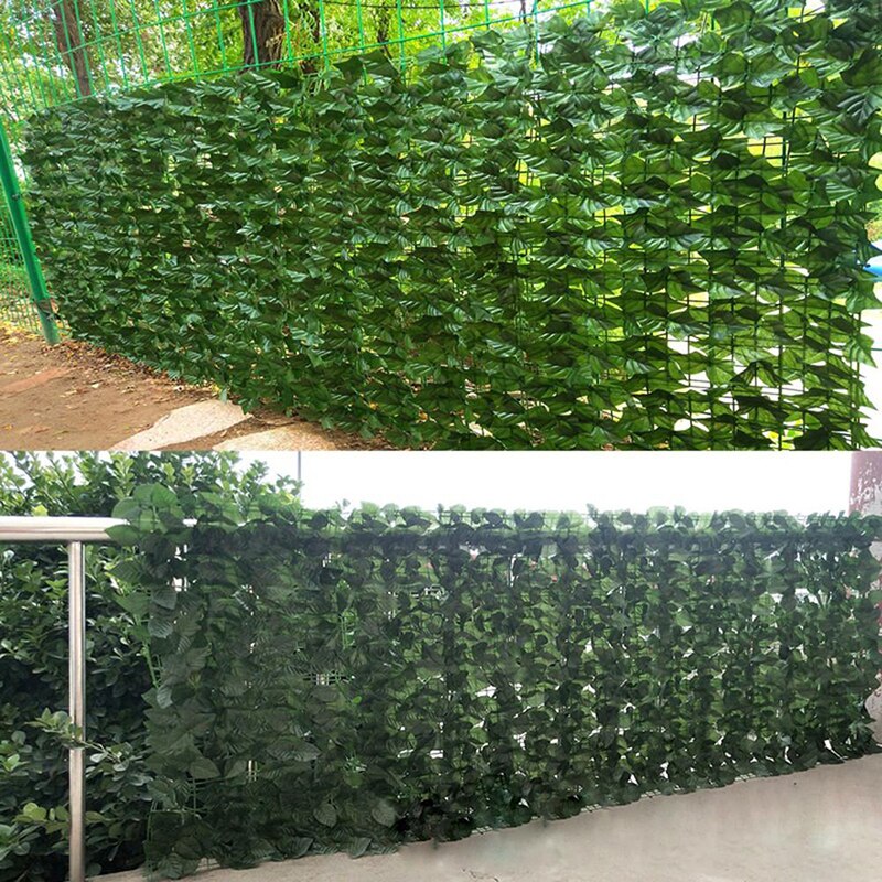 Artificial Leaf Patio Decoration Fence Net FauxIvy Vine Leaf Greenery Panel Green Wall Fence Outdoor Decor
