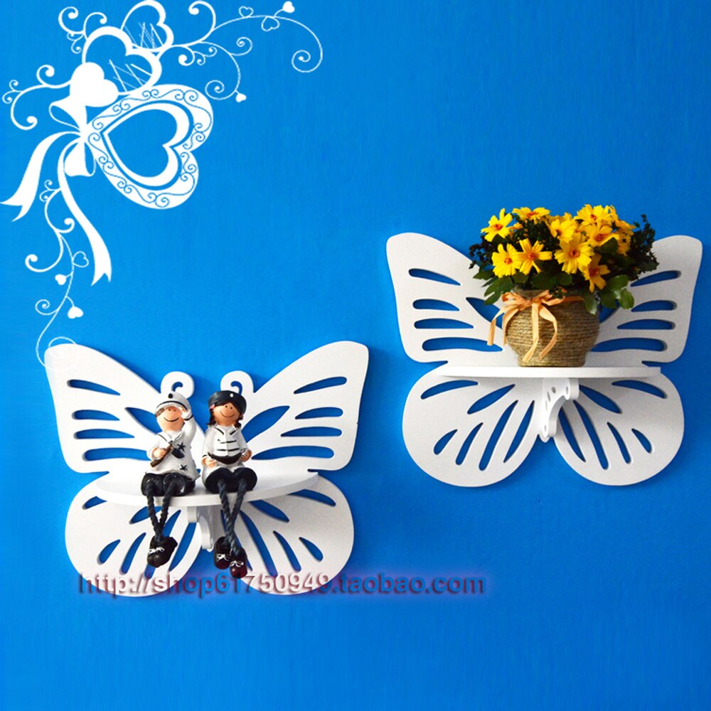 simple butterfly hollow TV background wall hanging wall decoration shelf wall shelf frame Shelves flower LM01181044