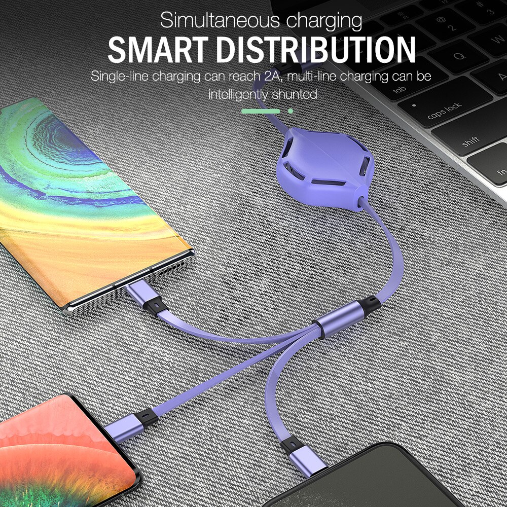 rozciągać 3w1 iOS, typ C /USB C, kabel mikro USB robić ładowarki iPhone 5 6 7 8 X przewód Samsung przewód samochodowy robić ładowania telefonów komórkowych