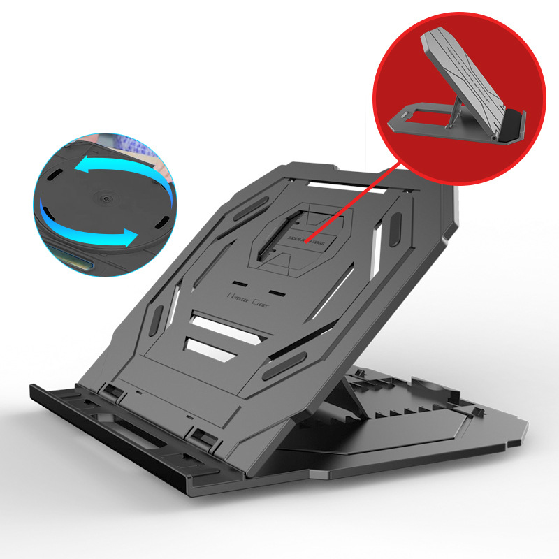 Verstelbare Folding Laptop Stand Houder Voor Macbook Lenovo Asus Dell Hp Lapdesk 360 Roterende Notebook Tablet Cooling Pad Beugel: Black