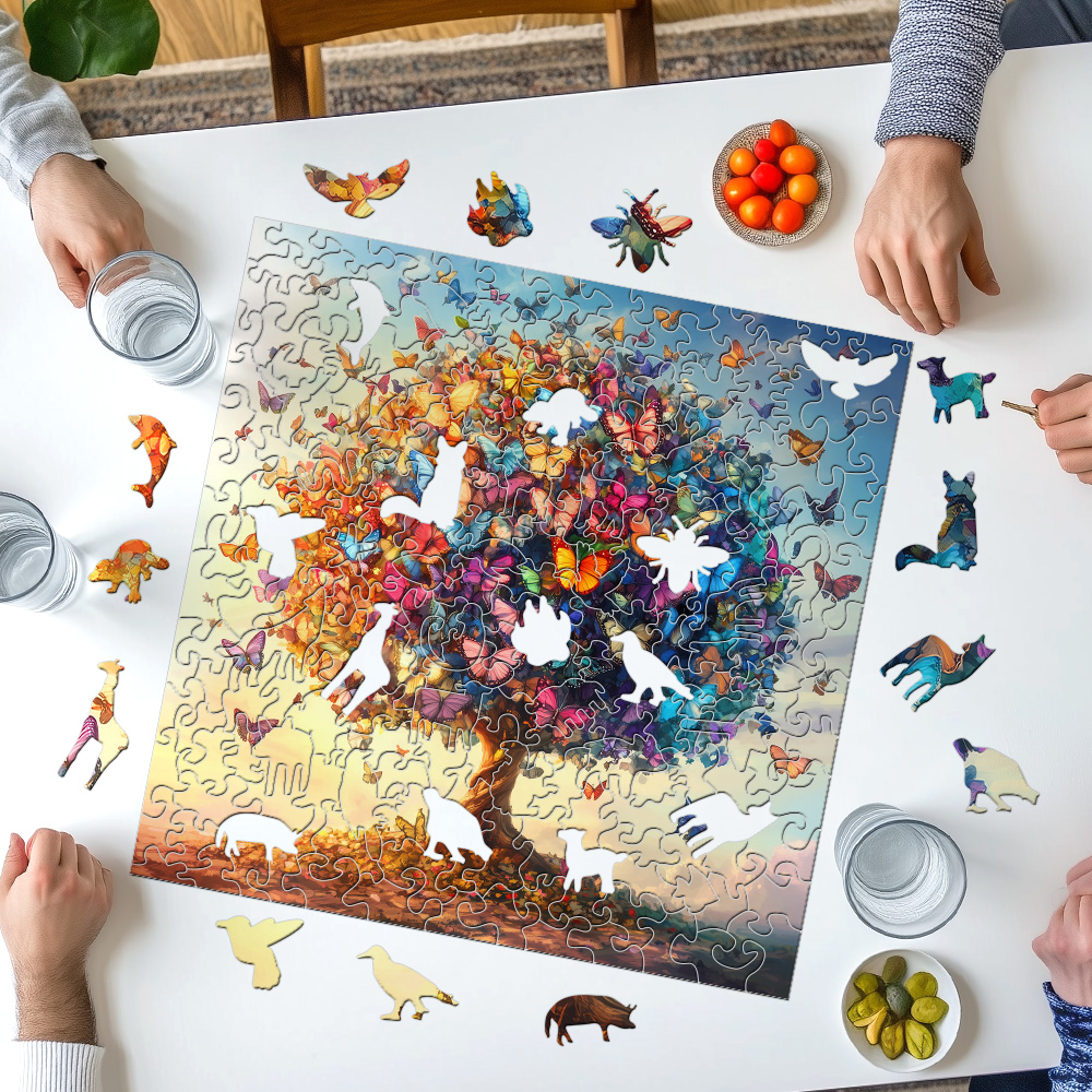 Colorful Butterfly Tree Adult Puzzle | Tree of Life with Butterfly– Unique Spring Flower Art Theme for Stunning Home