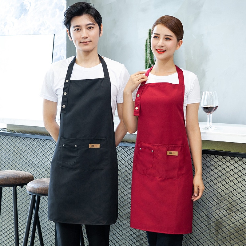 hanging neck overalls Cooking Kitchen Apron For Woman Men Chef Waiter Cafe Shop BBQ Hairdresser Multi-functional Aprons
