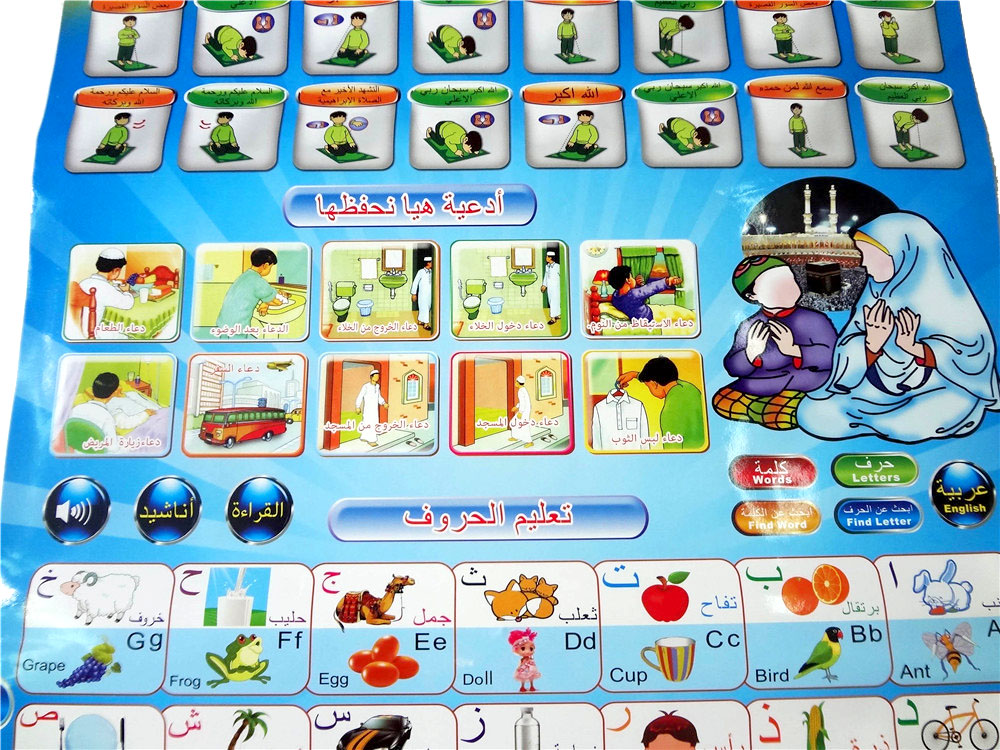 Large Size Talking Arabic and English Wall Chart Pray In Arabic &amp;English, Duas, Surahs and Salaat Guide