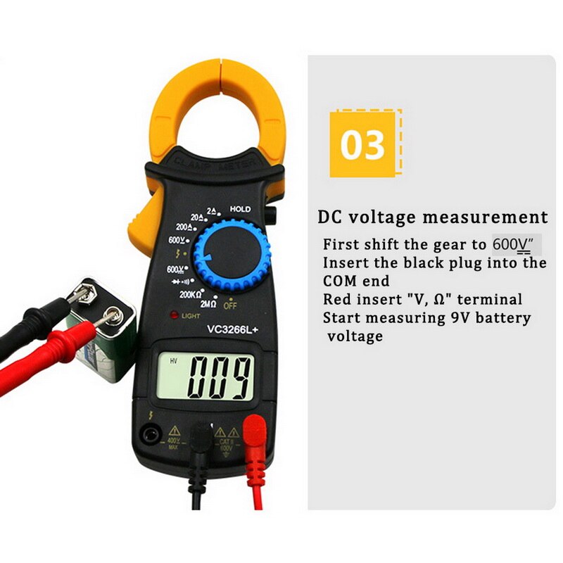 Digital Clamp Ammeter DC Voltmeter Tester VC3266+ Electrical Multimeter Clamp Clamp