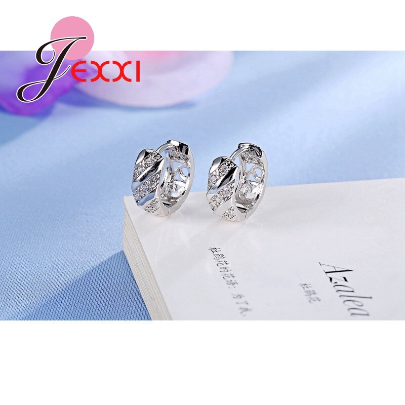 Mode 925 Sterling Zilveren Kleine Oorbellen Royale Luxe Earring Stud Voor Vrouwen/Meisje Oor Sieraden Shiny Crystal Oorbel