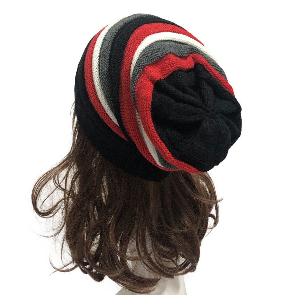 Bonnet Rasta pour hommes et femmes, Bonnet tricoté pour dames, style Hip Hop, Patchwork, à rayures, Ski, Hiver