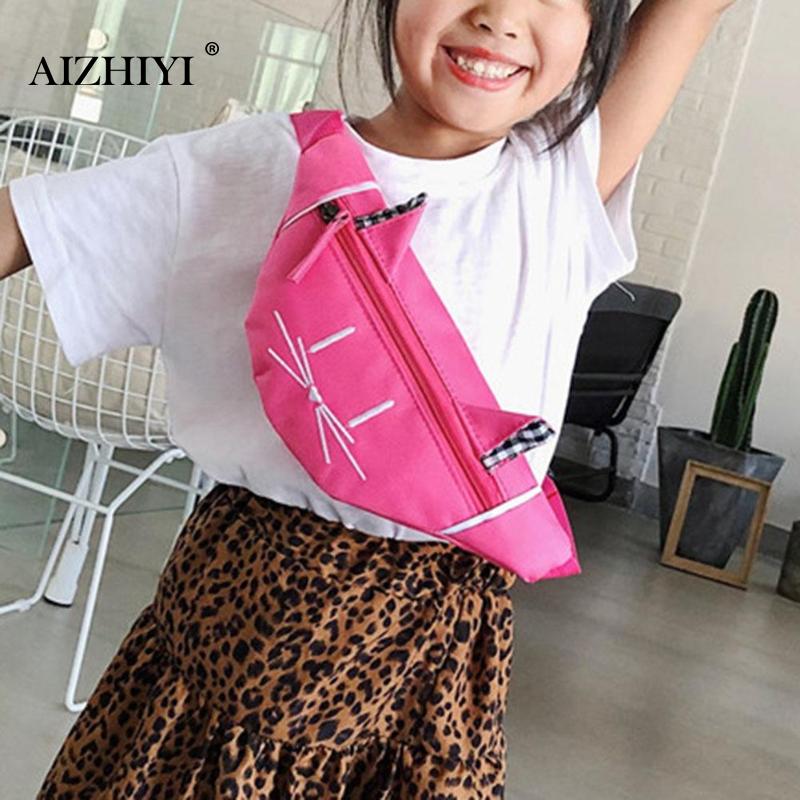 Enfants couleur unie bande dessinée mignon impression sacs à bandoulière pour enfants garçons filles décontracté taille Fanny ceinture paquets toile Zipper poitrine sacs