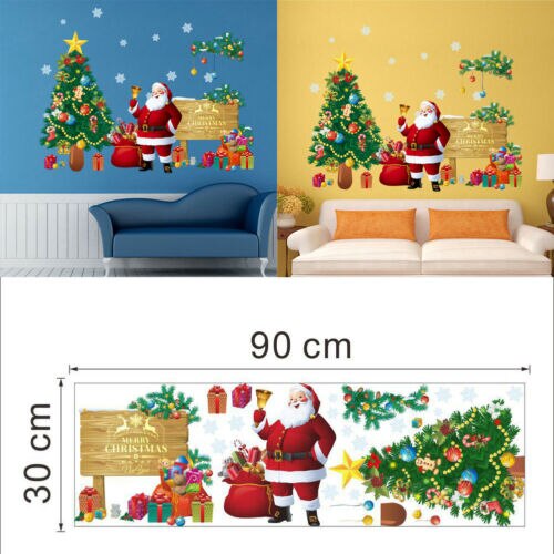 Flat wall stickers Santa Claus Christmas Wall Stickers Wall Decal Removable Art Window Wall Decor