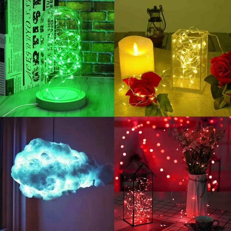 Guirnaldas de luces LED con batería de 1/2/3/5/10/20M, guirnalda de luces de alambre de cobre para dormitorio, jardín, , boda, decoración navideña