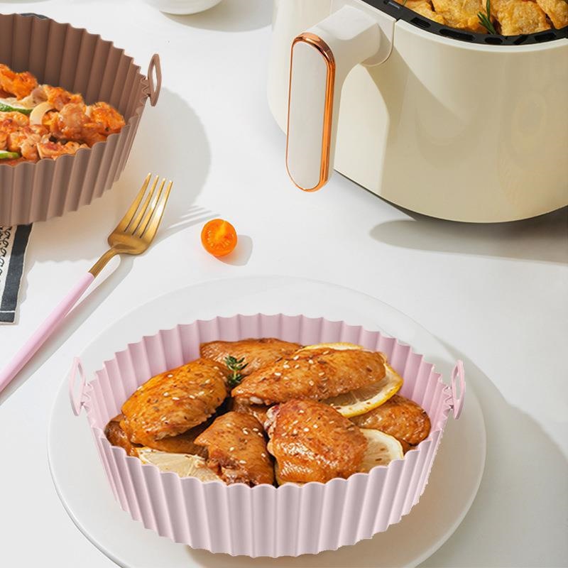 Plateau de cuisson de four réutilisable, friteuse à Air, moule rond en Silicone, Pizza poulet frit, panier en Silicone, poêle antiadhésive, accessoires de cuisson