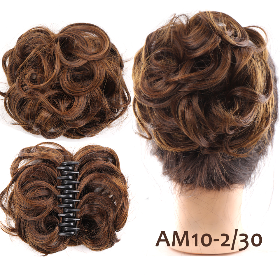 LM chaotisch lockig kurz Kunsthaarverlängerung Chignon Krapfen Rolle Brötchen Perücke Klaue Clip in Haarteil für Frauen