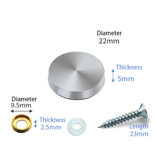 Tornillos decorativos de acero inoxidable para espejo de mesa, tapa de cristal para publicidad, sujetadores de uñas, sujetadores para muebles, 8 piezas: 22mm