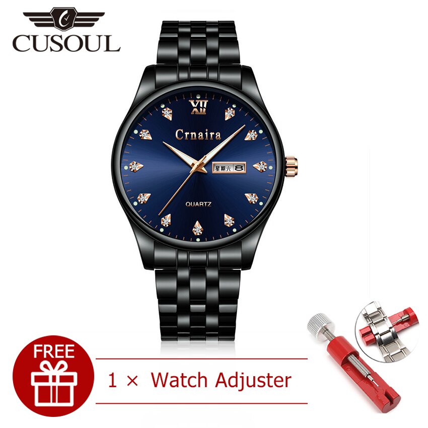 Cusoul Mode Mannen Quartz Horloges Mannen Commerciële Stalen Strip Horloges 30 M Waterdichte Masculino Luxe Horloges: Goud