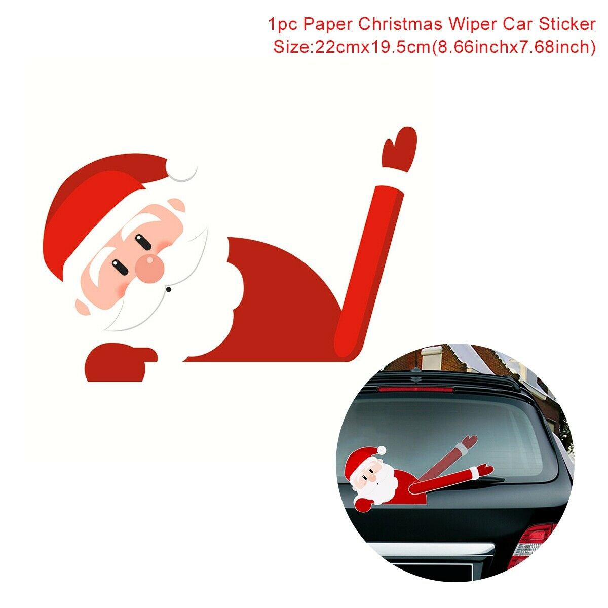 Christmas Decoration Santa Claus 3D PVC Waving Car Stickers Styling Window Wiper Decals Rear Windshield Decor: Styling G