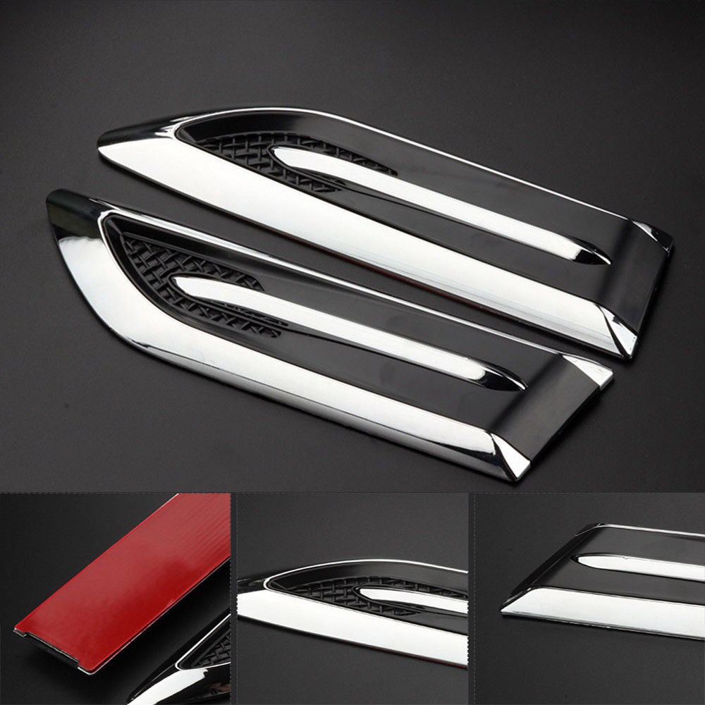 Autocollants pare-Vent et évacuation de l'air | Grilles chromées de voiture 3D 2x Simulation requin Gill, UK
