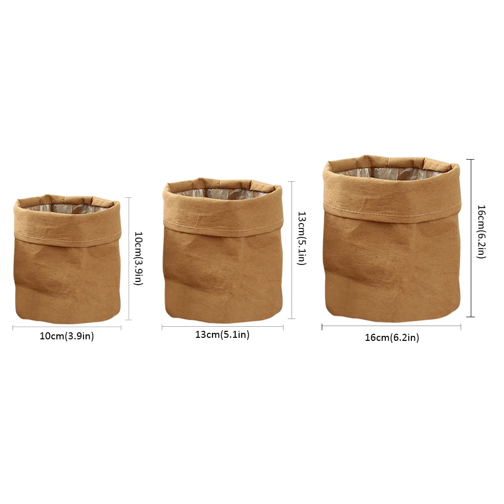 Washable Kraft Paper Flowerpot Desktop Flower Reuseable Multifunction Storage Bag Pot Container Flowerpot Succulents Planter Pot
