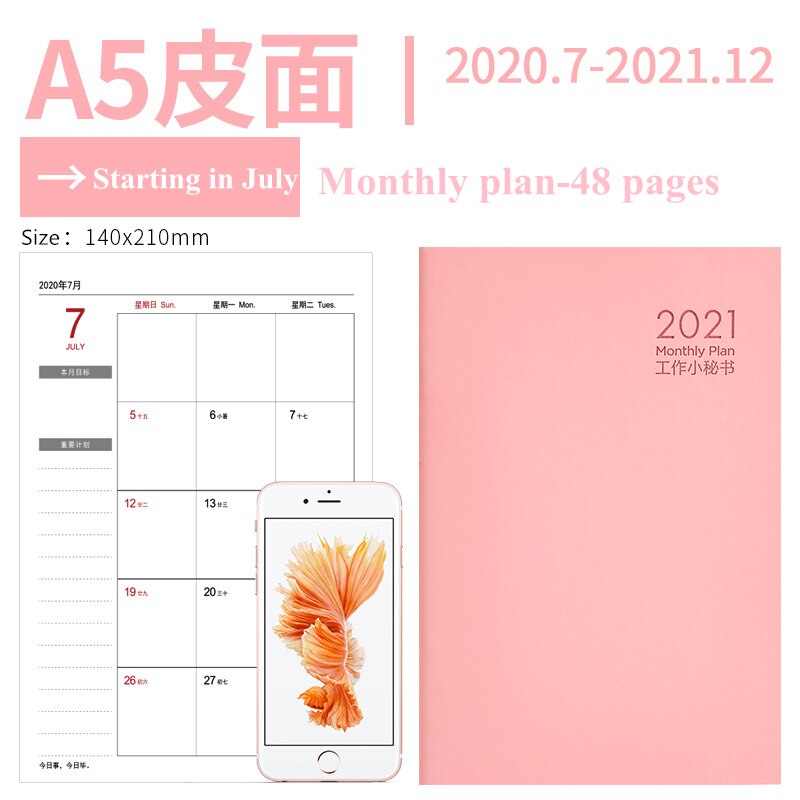 Notebook Planner Agenda 2022 Daily Weekly Monthly Journal A5 Meeting Book School Supplies Stationery Management