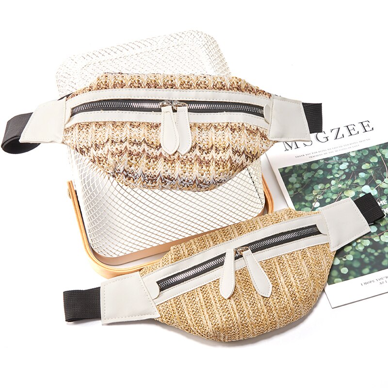 DAUNAVIA di paglia di estate del sacchetto della vita divertente confezioni Spiaggia fascia toracica bag Femminile Del Telefono Del Sacchetto Delle Signore di Nuovo Modo di vita pack per delle donne