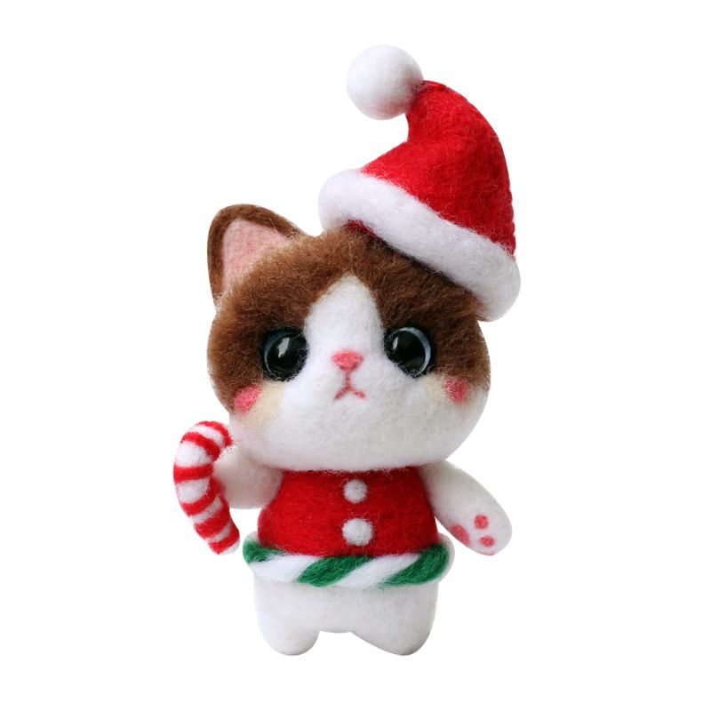 Mariquita gato lana manualidad de fieltro DIY sin terminar Poked Set Handcraft aguja Material 40JA: 03