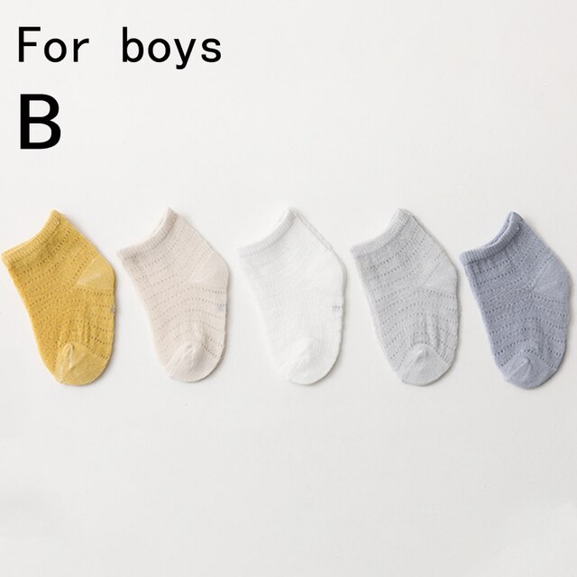 5 paires de chaussettes d&#39;été en maille fine pour enfants, pour garçons et filles,: For boys B / S 0-1 years old