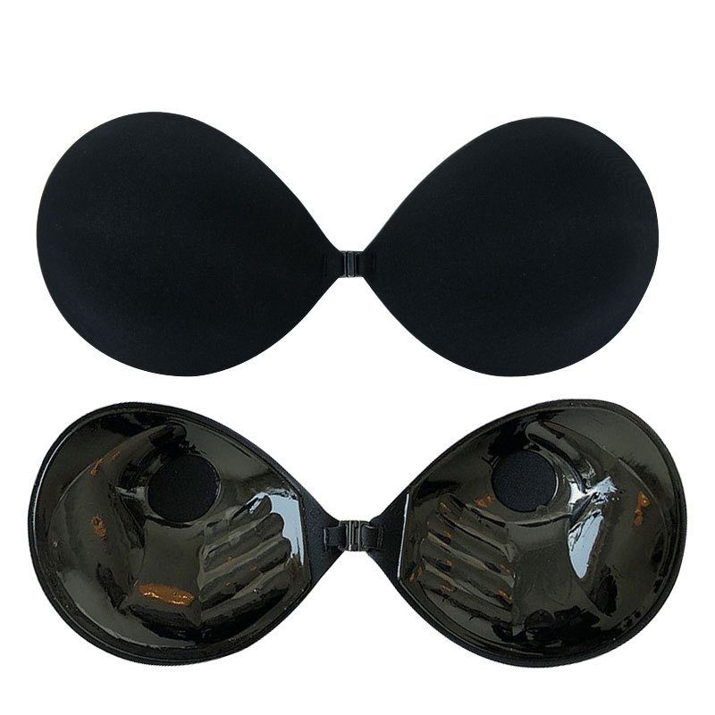 Soutien-gorge adhésif à boucle avant, bonnet épais, sans bretelles, en Silicone, sans couture, Push Up, Invisible, petite poitrine, sous-vêtements rassemblés: Black / D