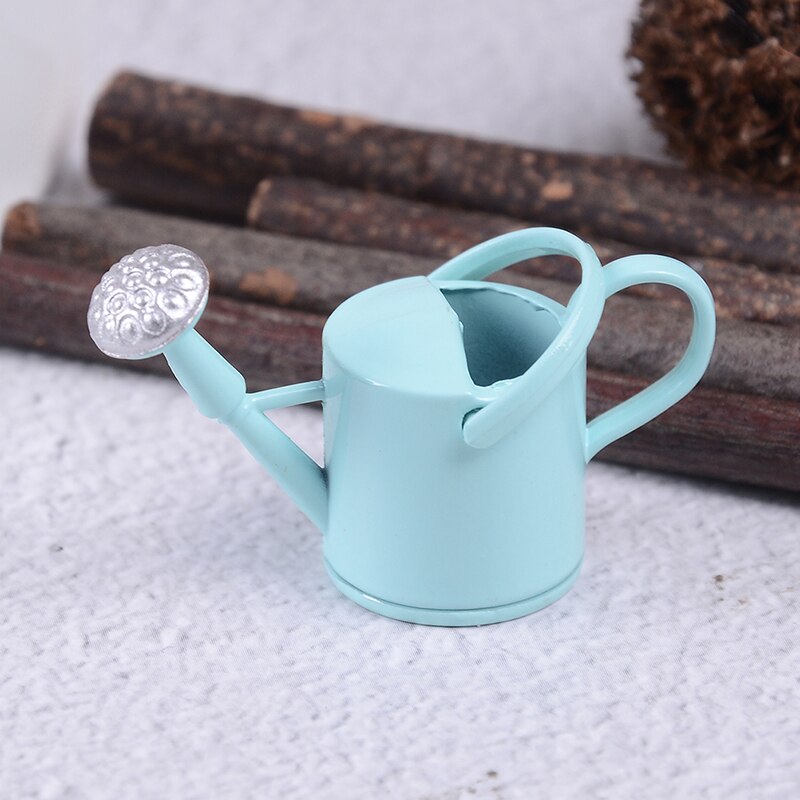 1/12 Poppenhuis Metalen Gieter Tuin Miniatuur Decoratie Voor Kinderen Kids Poppen Acces Miniatuur Meubels: Blauw