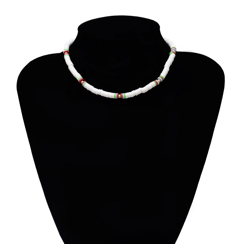 Zachte Aardewerk Choker Ketting Voor Vrouwen Kleurrijke Kralen Kraag Polymeer Klei Ketting Boho Surfer Chocker Sieraden