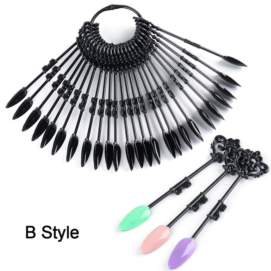 24 stuks nepnagels tips natuurlijk helder zwart waaier kleurenkaart nail art display oefengereedschap acryl uv gellak manicure  tr1818
