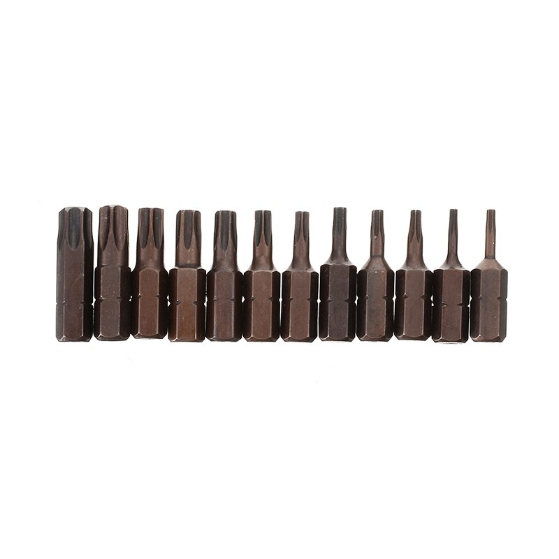 12 stuks  t6-t40 s2 magnetische torx-schroevendraaierbits 1/4 '' beveiligingsschroevendraaierbits van fraudebestendig gelegeerd staal voor boor- en luchtgereedschap