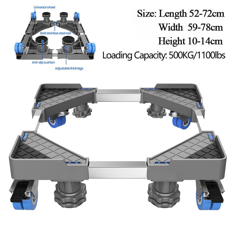 Universal Mobile fridge stand for washing machine Holder 4 Strong Feet Mobile refrigerator Base with Brake Wheel Loading 500kg: WashingMachine Stand