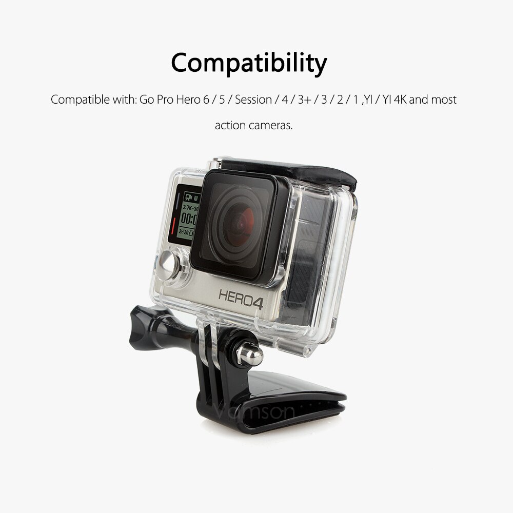 Vamson Voor Go Pro Accessoires Reizen Hoofd Hoed Riem Quick Clip Clamp Voor Gopro Hero 8 7 6 5 4 3 + Voor Yi 4K Voor Sjcam VP511