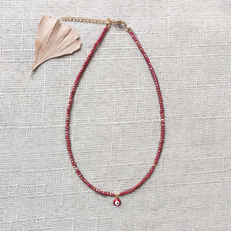 Summer Crystal Beaded Necklace Women Exquisite Versatile Neck Accessories Light Green Beadsцепочка На Шею Женская: Pink