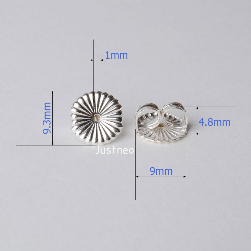earnut,9.3mm(plain silver) solid 925 sterling silver earring backs,earring friction butterfly back stopper for earstuds